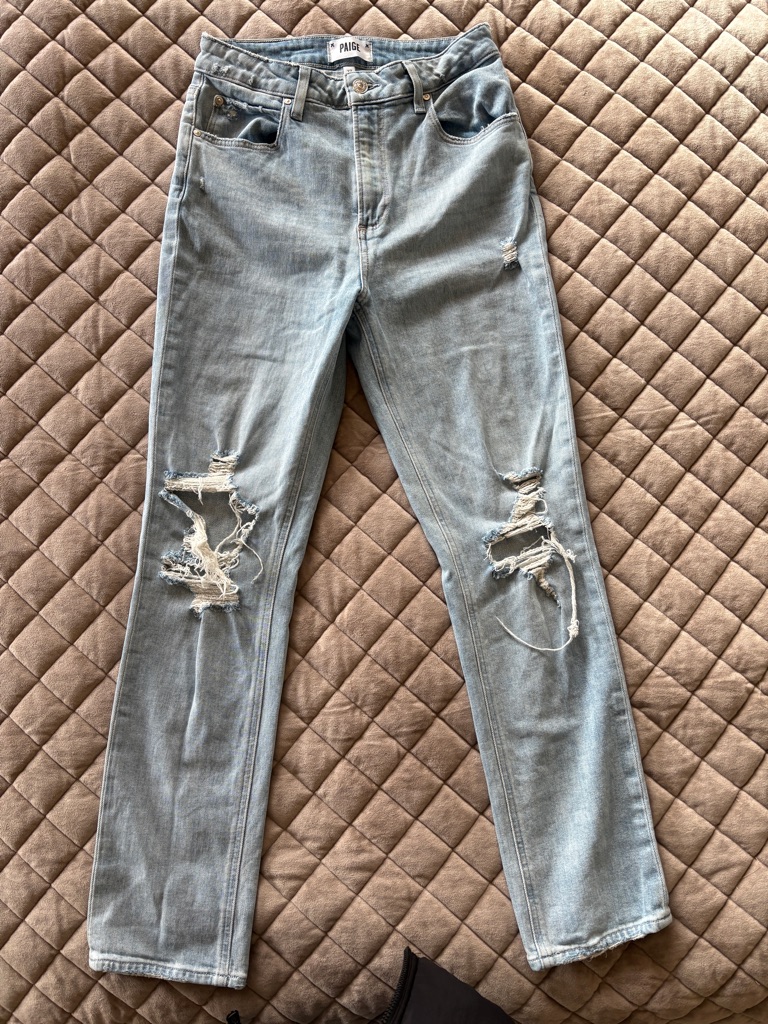 Paige Sarah Slim Light Blue Distressed Women's Jeans